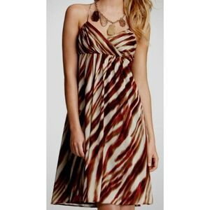 Ann Taylor Abstract Print Silk Blend Halter Dress, size 4, lined